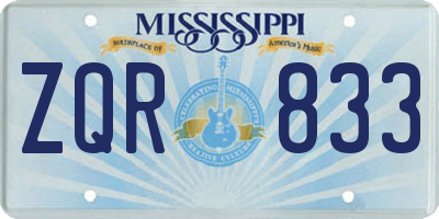 MS license plate ZQR833