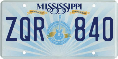 MS license plate ZQR840