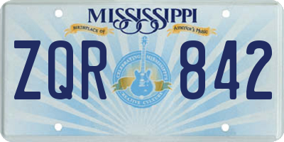 MS license plate ZQR842