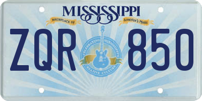 MS license plate ZQR850