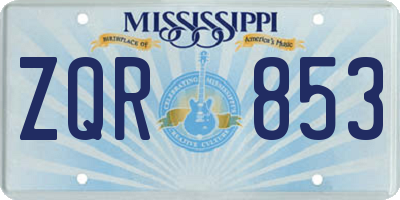 MS license plate ZQR853
