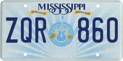 MS license plate ZQR860