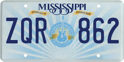 MS license plate ZQR862