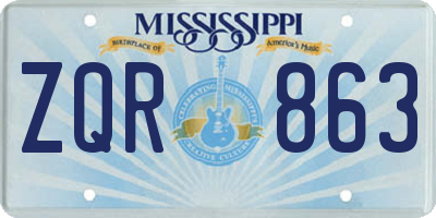 MS license plate ZQR863