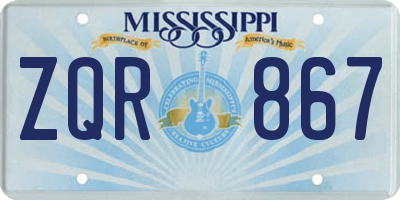 MS license plate ZQR867
