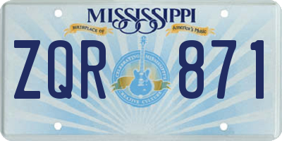 MS license plate ZQR871