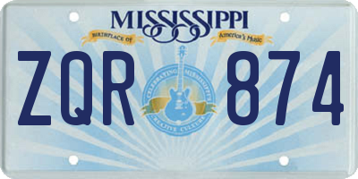 MS license plate ZQR874