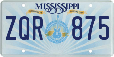 MS license plate ZQR875