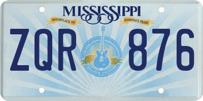 MS license plate ZQR876
