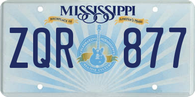 MS license plate ZQR877