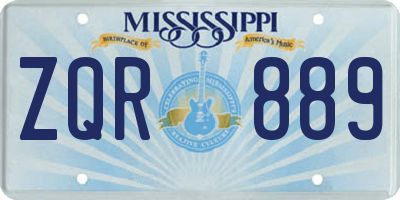 MS license plate ZQR889