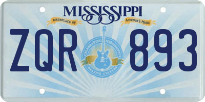 MS license plate ZQR893