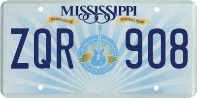 MS license plate ZQR908