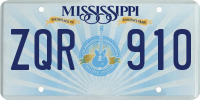 MS license plate ZQR910
