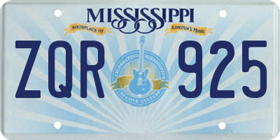 MS license plate ZQR925