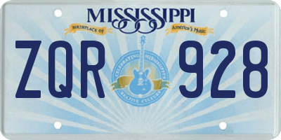 MS license plate ZQR928