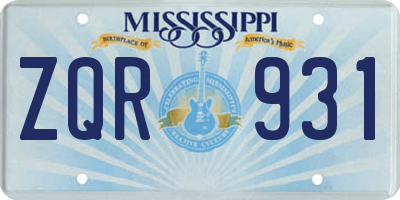 MS license plate ZQR931