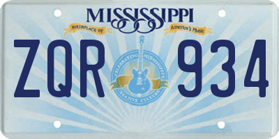 MS license plate ZQR934