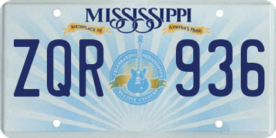 MS license plate ZQR936