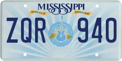 MS license plate ZQR940