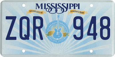 MS license plate ZQR948