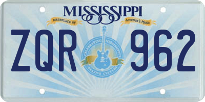 MS license plate ZQR962
