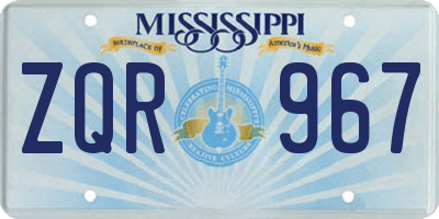 MS license plate ZQR967