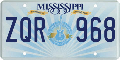 MS license plate ZQR968