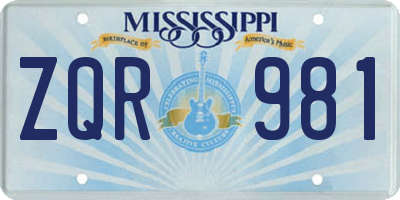 MS license plate ZQR981