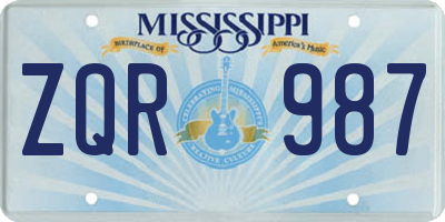 MS license plate ZQR987