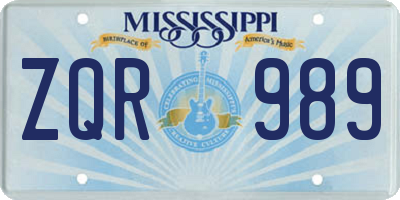 MS license plate ZQR989