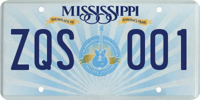 MS license plate ZQS001