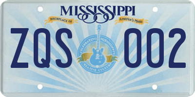 MS license plate ZQS002
