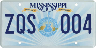 MS license plate ZQS004