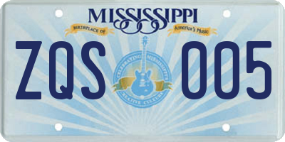 MS license plate ZQS005