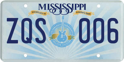 MS license plate ZQS006