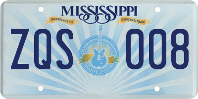 MS license plate ZQS008