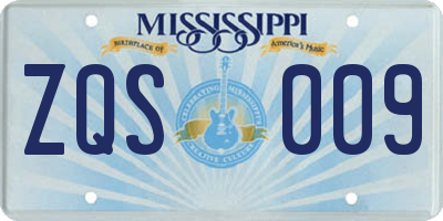 MS license plate ZQS009