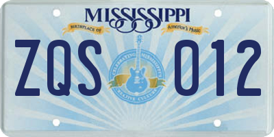 MS license plate ZQS012