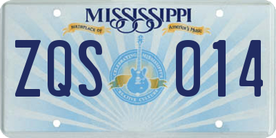 MS license plate ZQS014