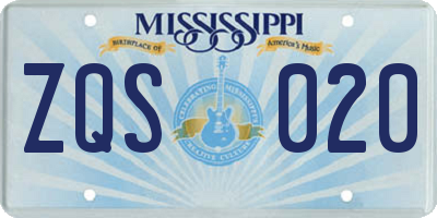 MS license plate ZQS020