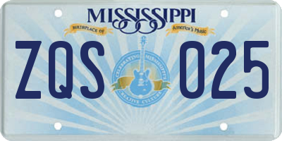 MS license plate ZQS025