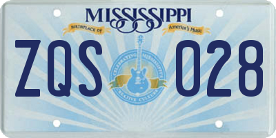 MS license plate ZQS028