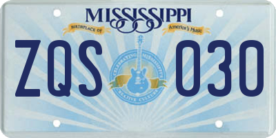 MS license plate ZQS030