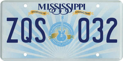 MS license plate ZQS032
