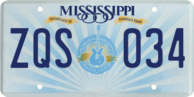 MS license plate ZQS034