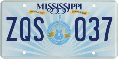 MS license plate ZQS037