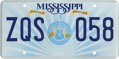 MS license plate ZQS058