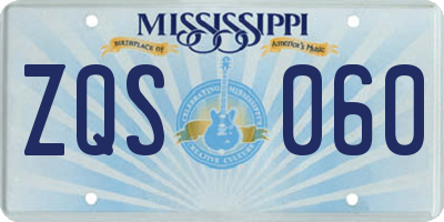MS license plate ZQS060