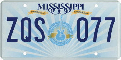 MS license plate ZQS077